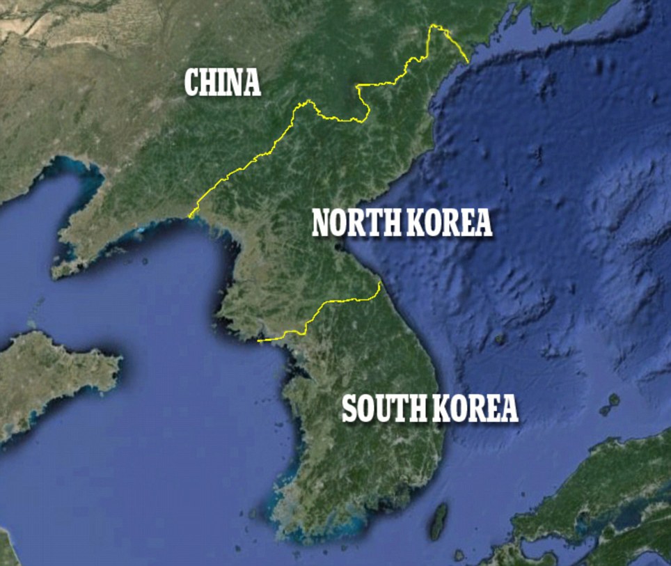 朝鲜半岛夜晚灯光对比明显 南边灯火通明北边漆黑一片
